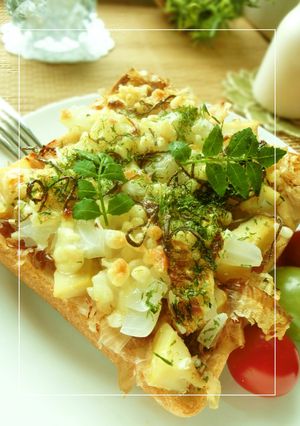 味噌漬けコロコロ筍のたぬきトースト-レシピのメイン写真
