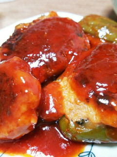 *ピーマンの肉詰めのトマト煮込み*-レシピのメイン写真