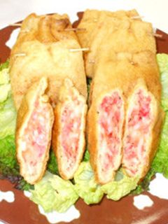 山芋・小海老・卵の油揚げを衣にした揚げ物-レシピのメイン写真