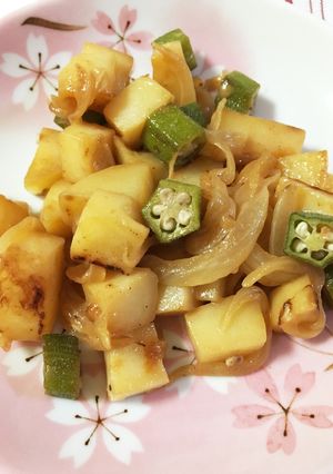 じゃがいもとオクラのバター醤油炒め-レシピのメイン写真