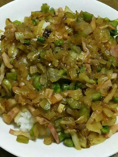 ベーコンアスパラ玉ねぎの焼き肉のたれ炒め-レシピのメイン写真