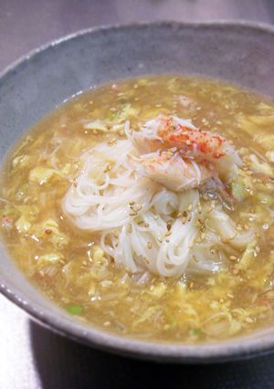 寒い日は毛蟹で作るカニ玉あんかけ温素麺-レシピのメイン写真