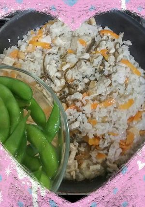 フライパンDe『♥鶏肉と野菜おこわ♥』-レシピのメイン写真
