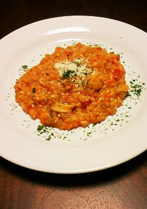 フォークで食べるシーフードリゾット-レシピのメイン写真