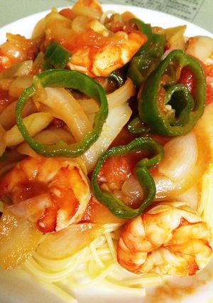 辛いが美味い!海老トマトパスタ-レシピのメイン写真