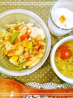 朝食・ランチ☆レンジで洋風炒飯風混ぜご飯-レシピのメイン写真