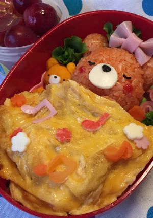 キャラ弁 ☆おやすみクマさん☆オムライス-レシピのメイン写真
