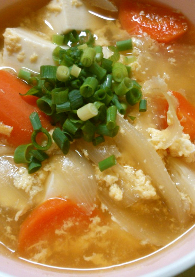 簡単♪豆腐と玉ねぎと人参 卵の白だし煮！-レシピのメイン写真