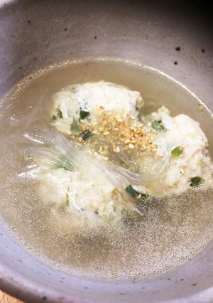 男の鳥ひき肉とエノキの団子スープ-レシピのメイン写真