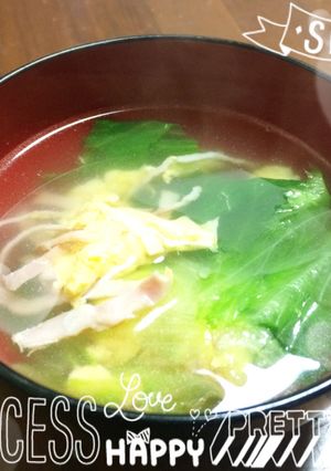 ベーコンとレタスのたまごスープ-レシピのメイン写真