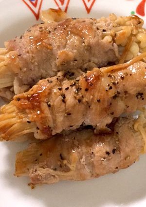 超〜簡単 油なしコマ切れ肉でえのき巻き-レシピのメイン写真