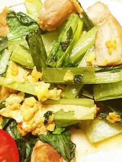 小松菜と鶏もも肉の卵炒め-レシピのメイン写真