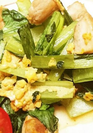 小松菜と鶏もも肉の卵炒め-レシピのメイン写真