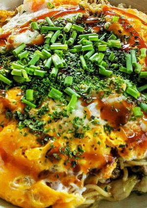 広島お好み焼き風の焼きそば-レシピのメイン写真