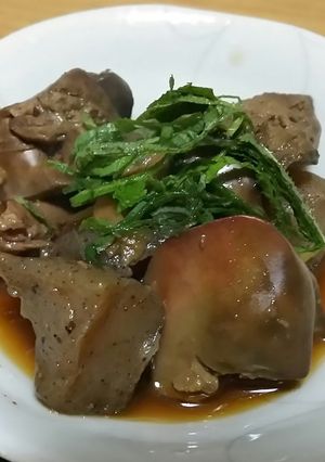 お酒が進む♪蒟蒻と鶏レバーの煮込み-レシピのメイン写真