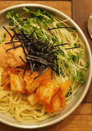 たらことキムチとカイワレのパスタ-レシピのメイン写真