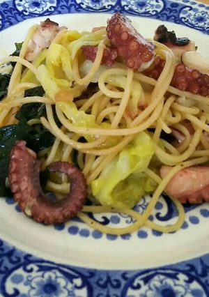 簡単!蛸と春キャベツと生ワカメのパスタ!-レシピのメイン写真