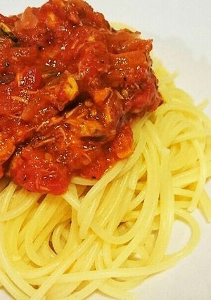 簡単すぎる！サバ水煮缶で＊トマトパスタ-レシピのメイン写真