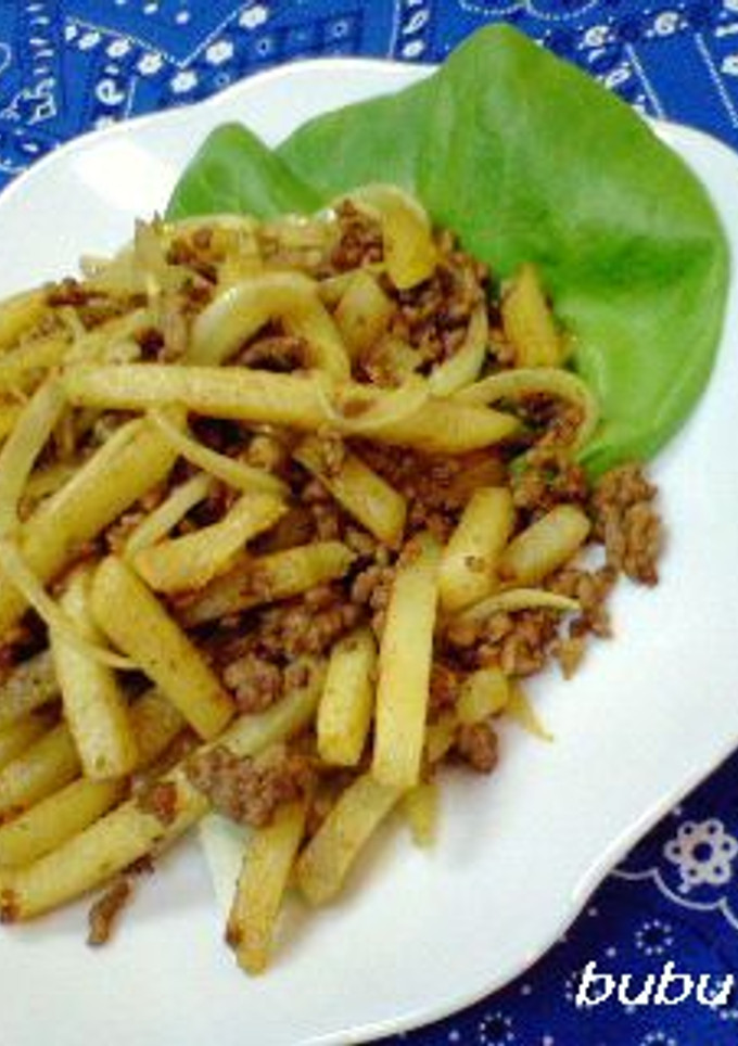 冷凍ポテトと挽き肉のカレー炒め-レシピのメイン写真