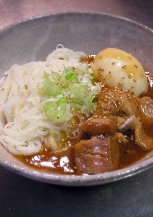 豚角煮あんかけ温素麺 ゆで卵添え♪-レシピのメイン写真