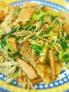 簡単!ターサイと大豆ハムとキノコの炒め物-レシピのメイン写真