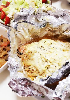 鮭のホイル焼き バジルマヨソース-レシピのメイン写真