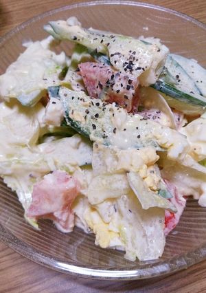 ゆで卵とレタスのサラダ (*´╰╯`๓)-レシピのメイン写真