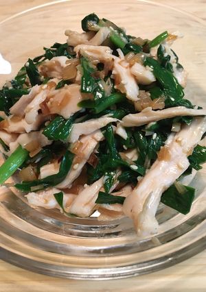 蒸し鳥とニラとネギ油で和え物-レシピのメイン写真