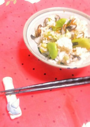 具だくさんでヘルシーなそら豆混ぜご飯♪-レシピのメイン写真