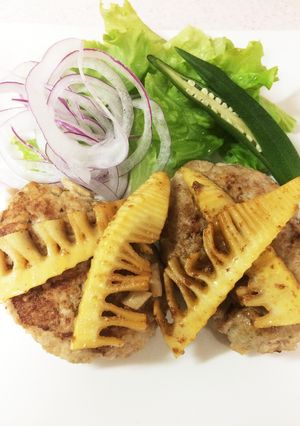 お豆腐とタケノコ入ハンバーグ-レシピのメイン写真