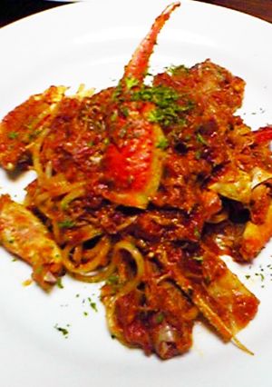 蟹で作るトマトソースのパスタ。-レシピのメイン写真