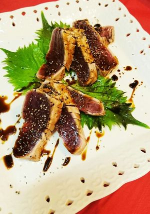 おつまみに鰹のガーリックバター洋風たたき-レシピのメイン写真