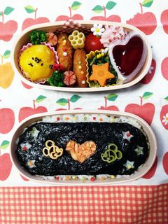 小学生遠足 花とハートの2段弁当-レシピのメイン写真