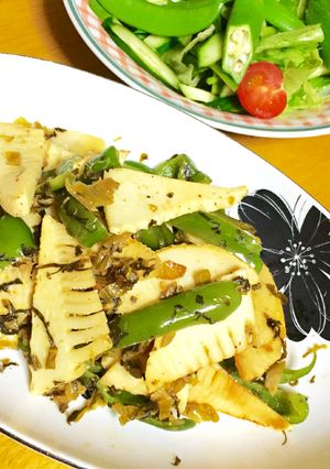 簡単★すぐ出来る！筍とピーマンの高菜炒め-レシピのメイン写真