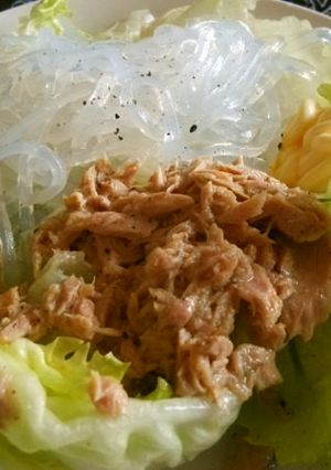 簡単サラダ　レタス・くずきり・ツナ缶-レシピのメイン写真