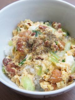 非常用袋点検、焼きとり缶の卵とじ丼2-レシピのメイン写真