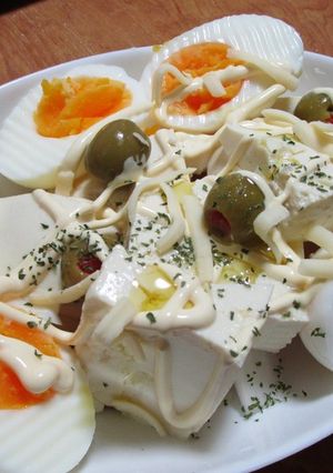 簡単感嘆！木綿豆腐と茹卵のチーズサラダ-レシピのメイン写真