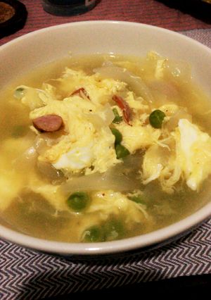 うすいえんどう豆と卵のコンソメスープ♪-レシピのメイン写真