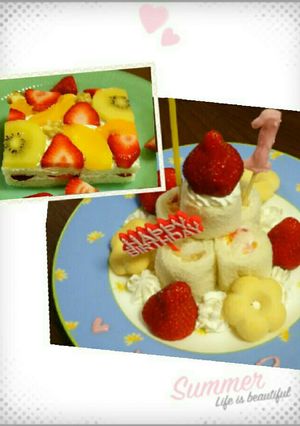 簡単！食パンで☆１歳の誕生日ロールケーキ-レシピのメイン写真