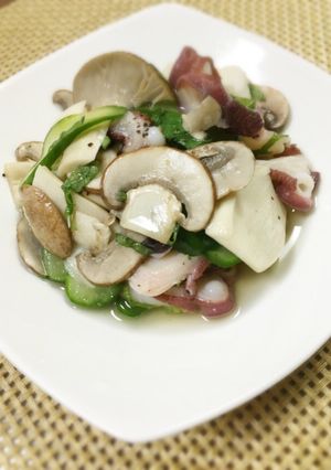 ノンオイル♬たことキノコの酢の物-レシピのメイン写真