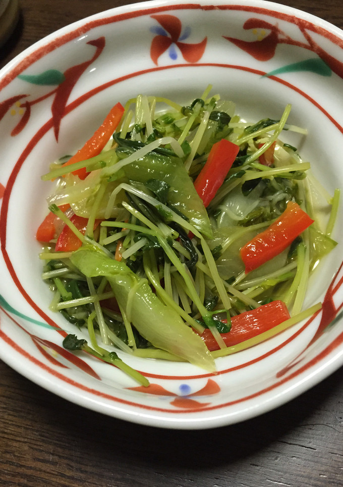 豆苗と青梗菜の蒸し炒め-レシピのメイン写真