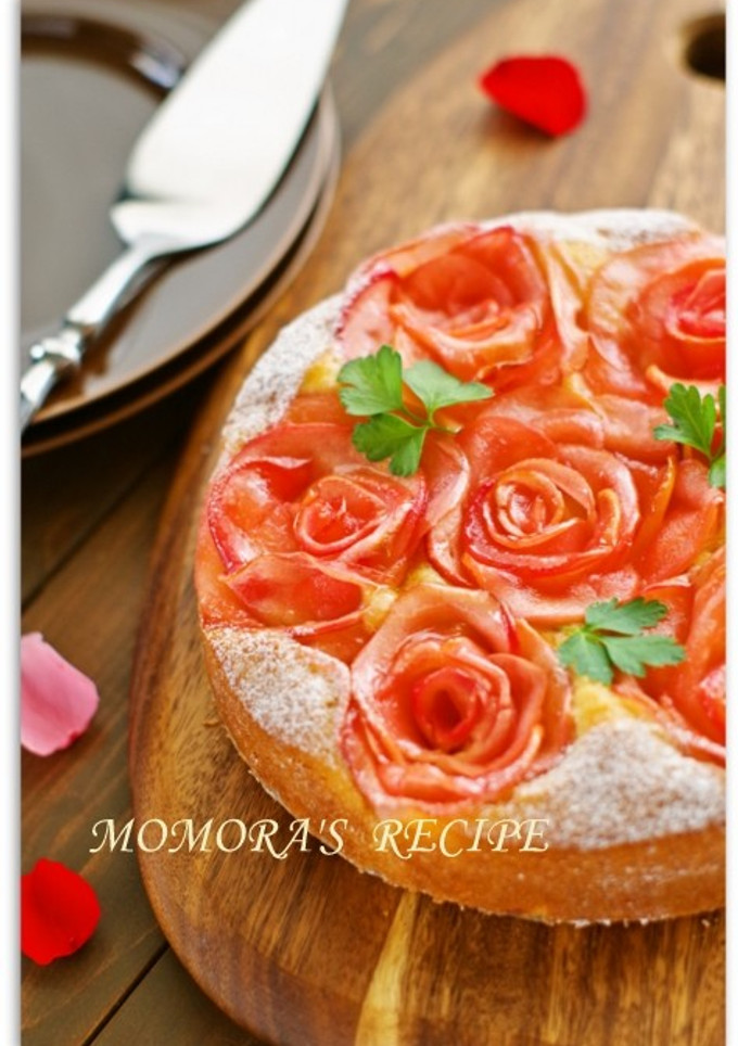 簡単HM記念日や母の日♡林檎の薔薇ケーキ-レシピのメイン写真