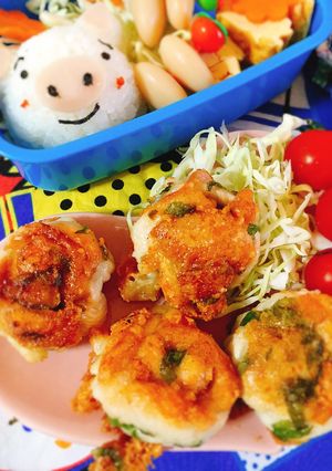 お弁当に！チーズと大葉で鶏胸肉の丸め焼き-レシピのメイン写真