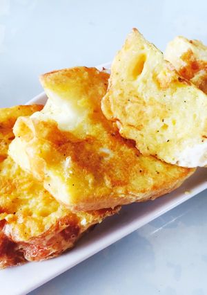 固いパン 簡単フレンチトースト 牛乳なし-レシピのメイン写真