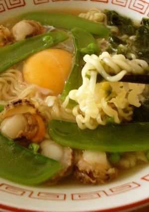 ベビー帆立とアオサの栄養オイル入袋麺-レシピのメイン写真