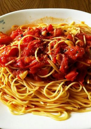 ピリ辛☆たっぷりトマトのスパゲッティ-レシピのメイン写真