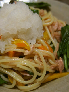 ミツバとワサビ醤油の和風おろしパスタ-レシピのメイン写真