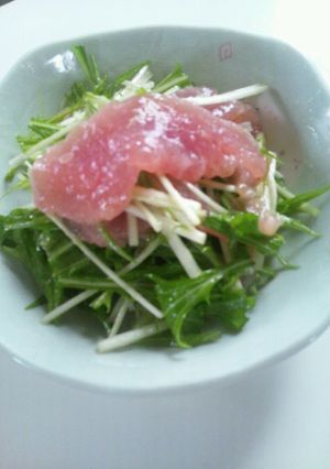 マグロの刺身をアレンジ♪水菜サラダ-レシピのメイン写真