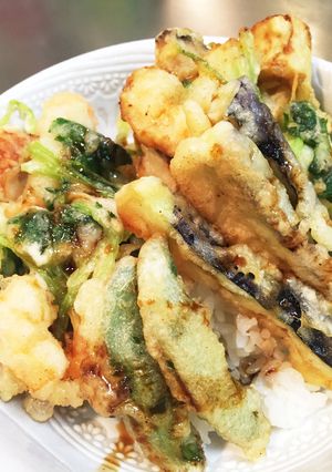 季節の野菜で☆甘辛〜いかき揚げ天丼-レシピのメイン写真