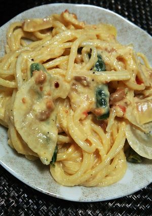 5分で！手間なしものぐさ鳥クリームパスタ-レシピのメイン写真